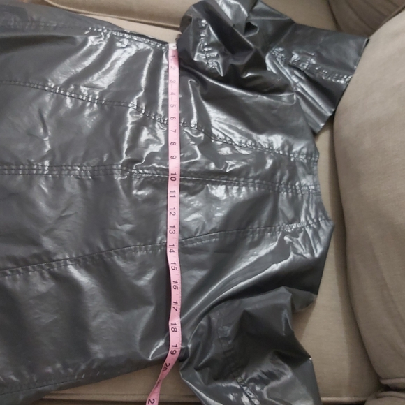 ZARA jacket Small gray LIMITED EDITION Gunmetal  PVC Retro WATERPROOF - Picture 12 of 13